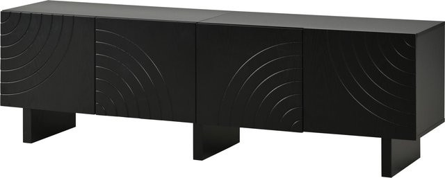 Modernes TV-Lowboard PD1 in Schwarz mit strukturierter Front und Stauraum, B/T/H: 180 x 40 x 55 cm - Bild 1