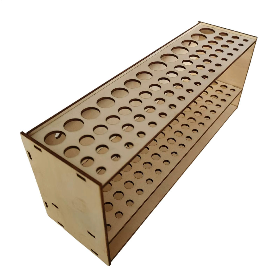 Holz-Pinselhalter mit 67 Fächern in Braun zur Wand- oder Tischmontage für Malpinsel und Make-up-Tools - Bild 2