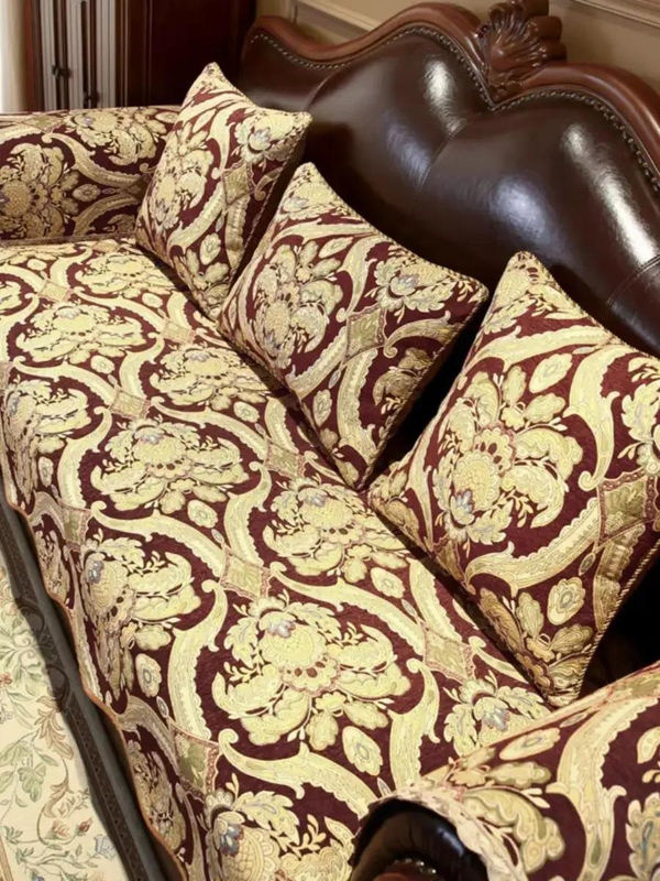 Rutschfeste Jacquard-Sofamatte mit floralem Muster von Your Warm Home, Mehrfarbig, B/T: 180 x 90 cm - Bild 2