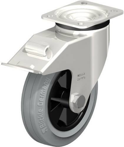 Blickle LEX-VPP 150G-1-FI-SG Lenkrolle mit Feststeller aus Edelstahl in Grau und Schwarz, Rad-Durchmesser: 15 cm, Tragfähigkeit: 135 kg - Bild 1