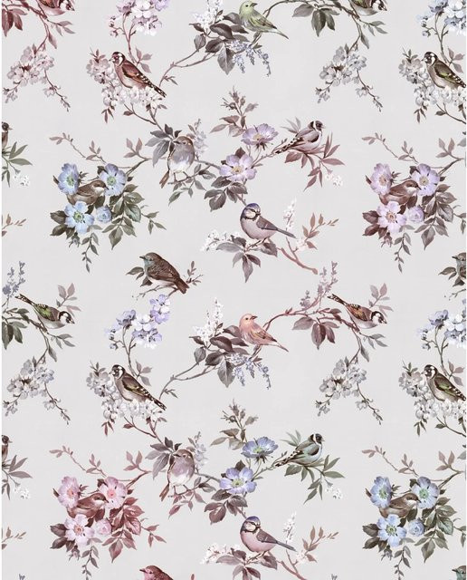 Komar Fototapete Blumen und Vögel Multicolor aus Vlies B: 200 cm, H: 250 cm - Bild 1