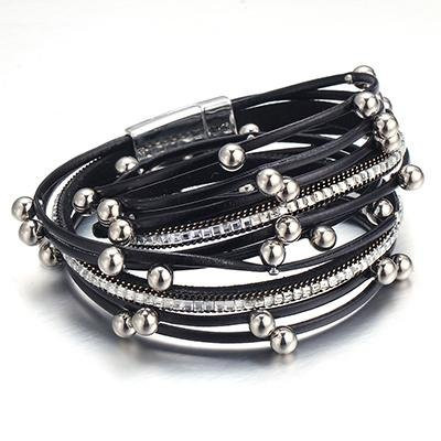 Bls-miracle Charm-Armband, Leder, Messing, Schwarz, Damen - Bild 1