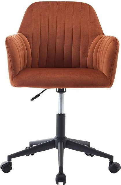 Vente-unique Bürostuhl Eleana ohne Armlehnen in Terracotta mit Samtbezug und Rollen - Bild 1