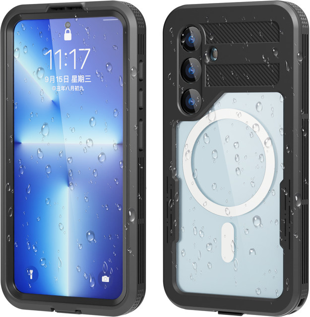 Shellbox IP68 wasserdichte Handyhülle mit 360-Grad-Vollschutz für Samsung S23 Plus, S24 und S24 Ultra in Schwarz - Bild 1