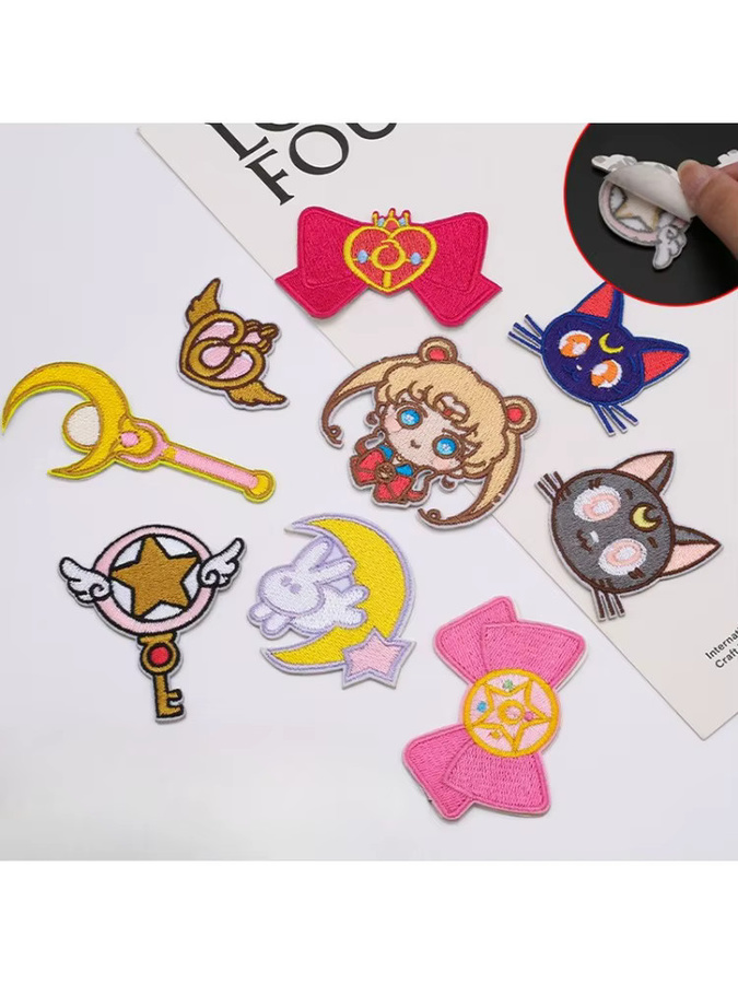 Bandai Sailor Moon Aufnäher, 8-teiliges Set, selbstklebend, gestickt - Bild 1