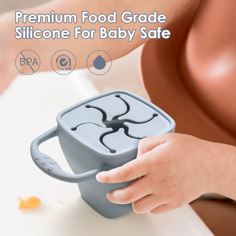 Auslaufsicherer und zusammenklappbarer Baby-Snackbecher aus Silikon für Kleinkinder mit Deckel - Bild 2