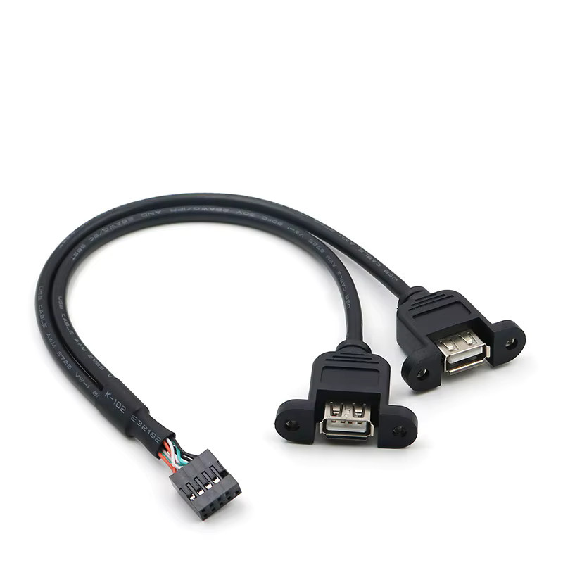 ZSDZFYLLK USB 2.0 Motherboard Erweiterungshalterung mit 2 USB-A Ports und 30 cm Dupont 9 Pin Kabel in Schwarz - Bild 2