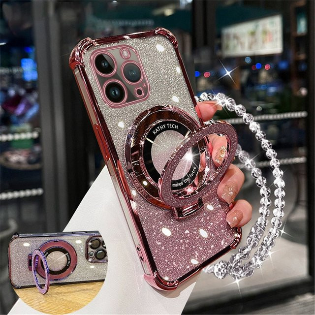 Glitzer Kristall Handyhülle mit Armband für Samsung Galaxy S25 Plus Ultra S24FE A06 A16 A26 A36 A56 in Silber, stoßfeste Schutzhülle - Bild 1