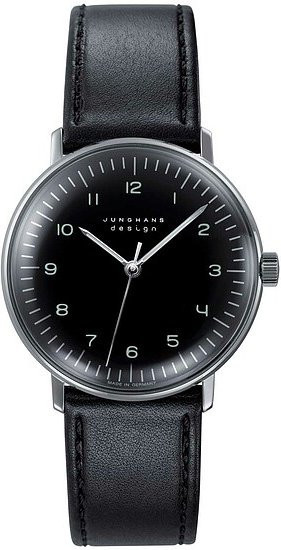 Junghans Armbanduhr, Handaufzug, Edelstahl, Leder, Schwarz, 34 mm, Unisex - Bild 1