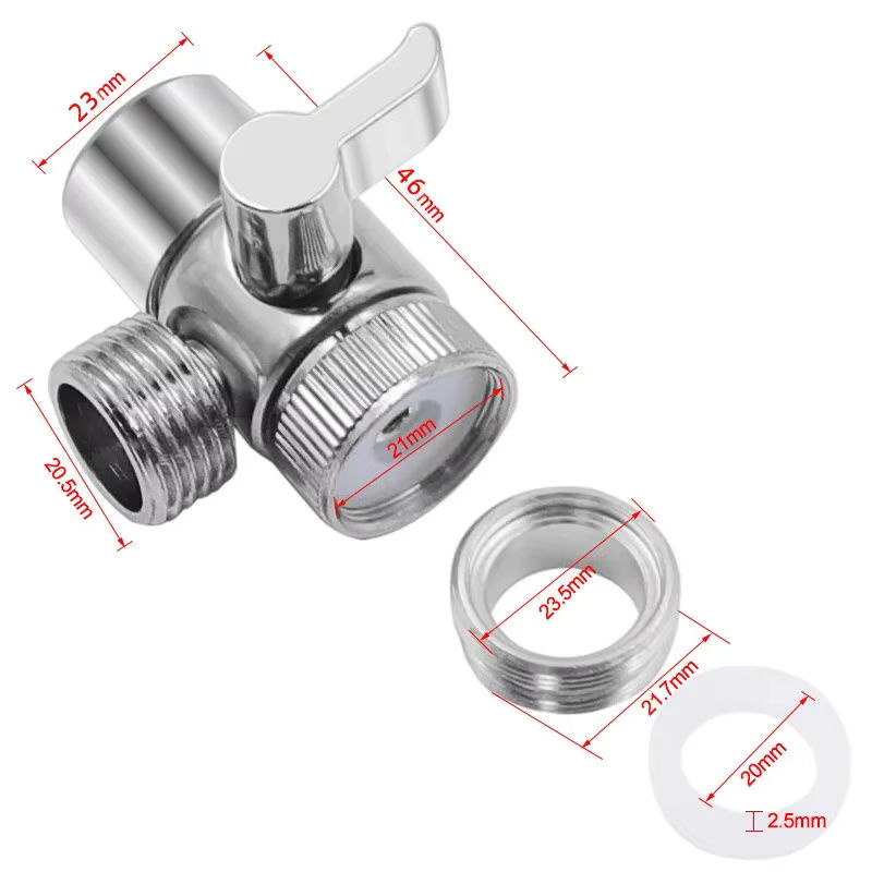 Wasserhahn Adapter mit Umschalter für Küche und Bad als Splitter und Umlenker für Dusche oder Bidet in Silber aus Kunststoff - Bild 2