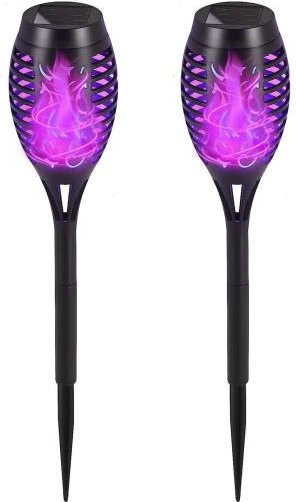 Home Kits 2er Set Outdoor-Solarlampen mit LED-Flammen-Effekt in Violett, wasserdichte Garten-Solarleuchten mit Lichtsensor für Terrasse und Garten - Bild 1