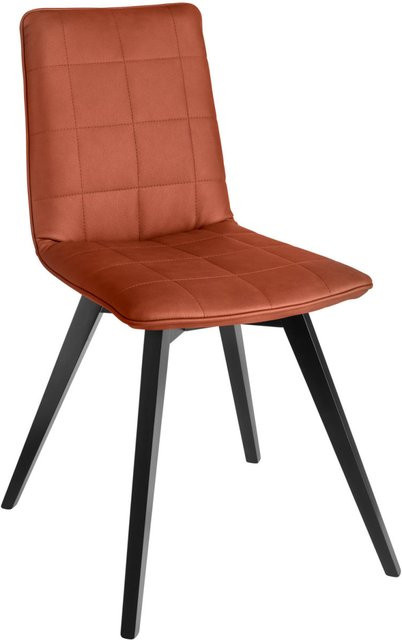 VEGA Schalenstuhl Milaria Set aus 2 Stück, Sitz Cognac Kunstleder, Gestell Schwarz Buchenholz, B/T/H: 60 x 51 x 88,5 cm - Bild 1