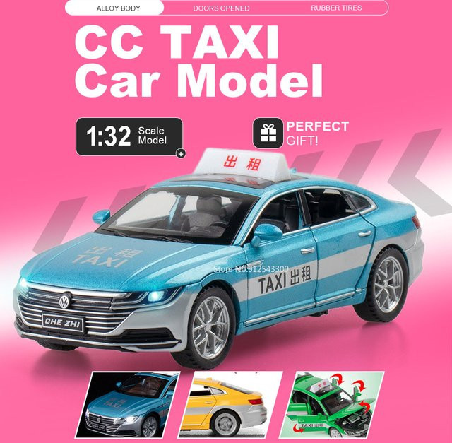 RMZ city CC Taxi Santana Automodell, 1:32, mit Licht und Sound, Rückziehfunktion - Bild 1