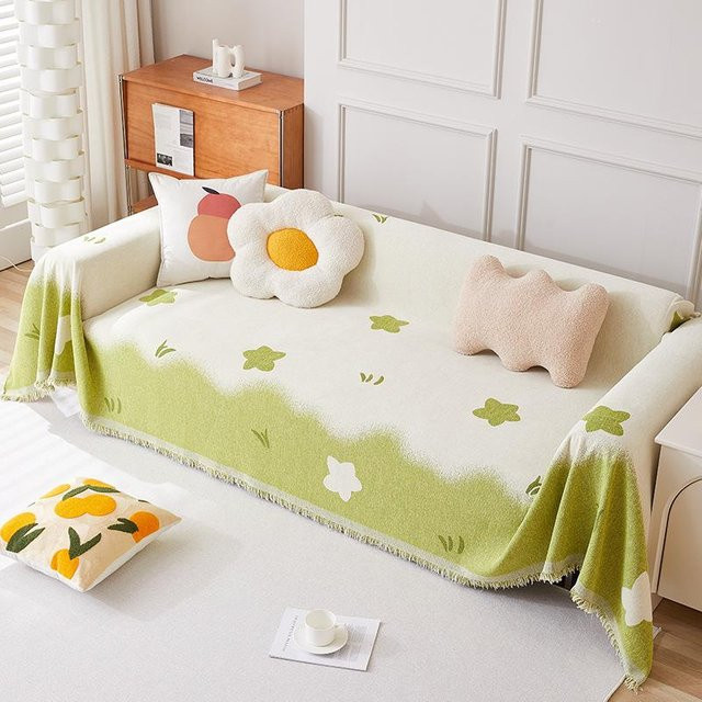 Moderne Sofaabdeckung aus Chenille im Ins-Stil mit floralem Muster, kratzfest und waschbar, Breite: 180 cm, Tiefe: 130 cm - Bild 1