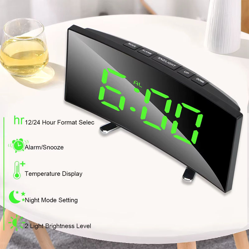 Digitaler LED-Wecker mit Spiegel-Design und dimmbarer Beleuchtung, moderne Tischuhr für Kinderzimmer und Dekoration, Schwarz oder Grün, Breite: 17,8 cm, Höhe: 17,8 cm, Tiefe: 17,8 cm - Bild 4