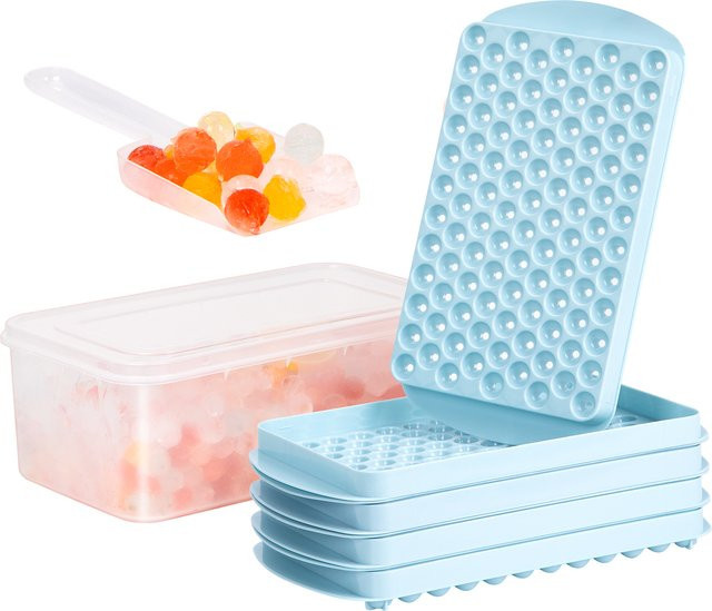 YOCITY Mini-Eiswürfelform aus Silikon mit 104 Löchern für runde Eiskugeln, Gelb - Bild 1