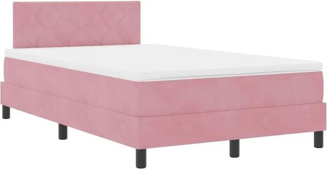 vidaXL LED Boxspringbett mit Matratze in Rosa, Samt, B/T: 120 x 190 cm - Bild 1