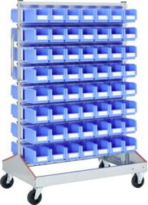 Bito Sichtrollwagen SRW22 für Sichtlagerkästen, zweiseitig nutzbar, blau, B/T/H: 113,0 x 71,0 x 170,5 cm - Bild 1
