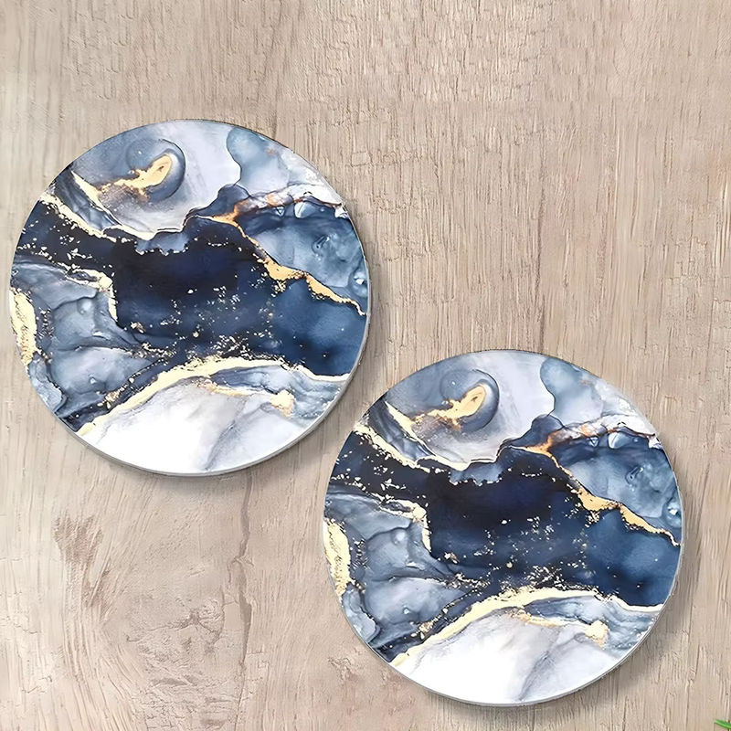 ALICAKE Untersetzer Set mit blauem Marmormuster aus Acryl, 6 Stück - Bild 2