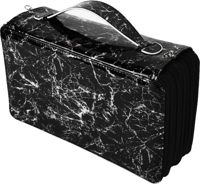 Handliche Stiftetasche mit großer Kapazität und vielen Fächern als tragbarer Schreibwaren Organizer aus Kunstleder in Schwarz - Bild 1