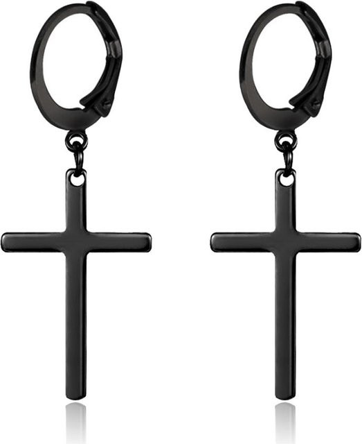 YULIN Ohrringe Kreuzanhänger, Edelstahl, schwarz, Unisex - Bild 1