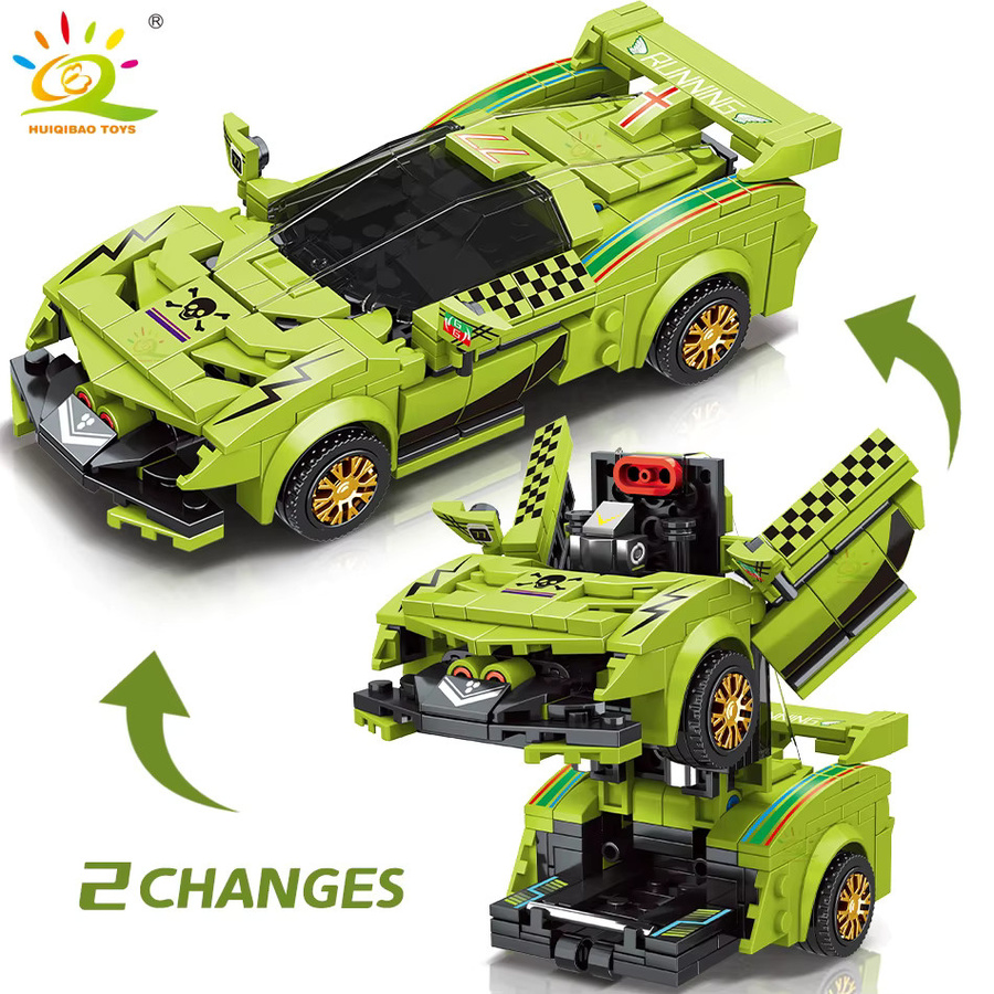 HUIQIBAO One Step Transform Racing Auto Modell Bausteine, 2in1 Roboter Mecha, Kreative Bricks Set - Bild 2