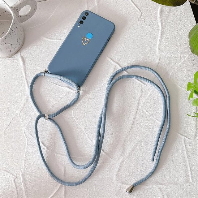 Silikon Handyhülle mit Crossbody Lanyard für Huawei P30 P20 P40 Lite Pro Nova 5 5i 8 7 6 se P smart Plus in Blau - Bild 1