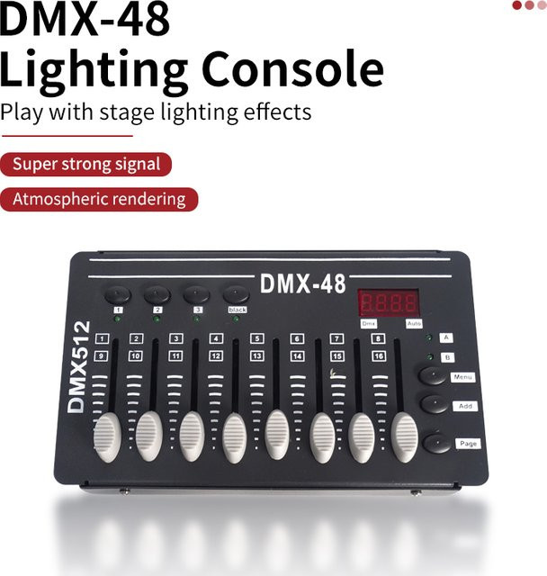 DMX-48 Mini DMX-Controller in Schwarz für DJ-Sounds, Partybeleuchtung und Bühnendimmung - Bild 1