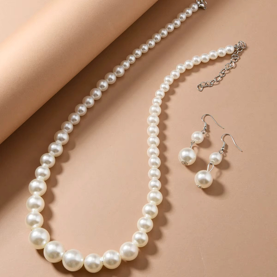 jiaoyu Schmuck-Set, Halskette und Ohrringe, Perle, Weiß, Damen - Bild 2