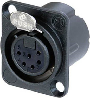 Neutrik XLR-Steckverbinder Flanschbuchse mit geraden Kontakten, 6-polig, Schwarz (NC6FD-LX-B-CON) - Bild 1
