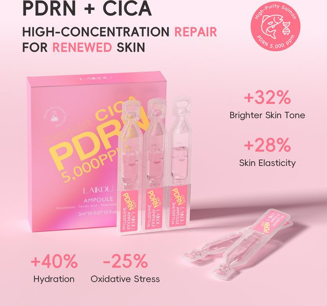 LAIKOU PDRN CICA Ampulle Serum, 10 x 2 ml, Niacinamid - Bild 1