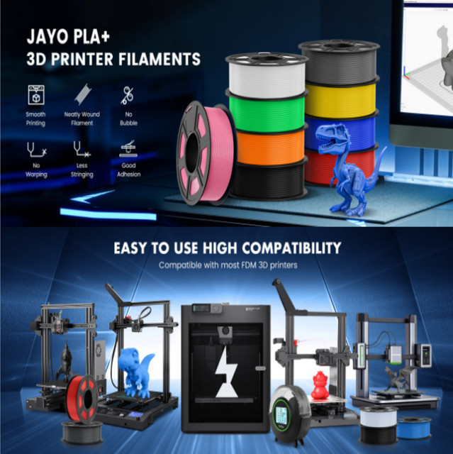 JAYO PLA Plus 3D-Drucker-Filament 1,75 mm, 5 Rollen Multicolor, 5,5 kg (1,1 kg pro Rolle) für FDM-Drucker - Bild 1