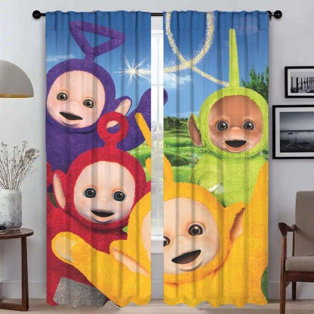 Teletubbies Verdunkelungsvorhänge Set aus 2 Paneelen, Farbe Gelb und Multicolour, Breite: 50 cm, Höhe: 70 cm - Bild 1