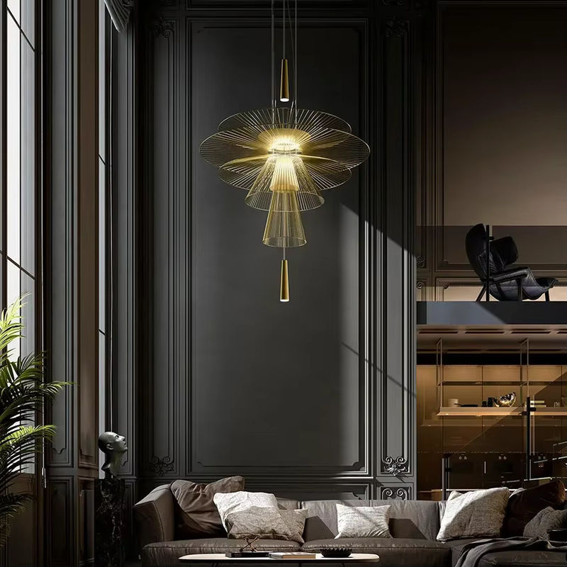 SANDYHA LED Kronleuchter aus Metall in Gold/Messing mit warmweißem Licht für Wohnzimmer, Esszimmer und Salon - Bild 2