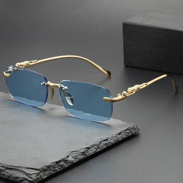 Yiran glasses Sonnenbrille randlos, quadratisch, Metall, Unisex, grau - Bild 1