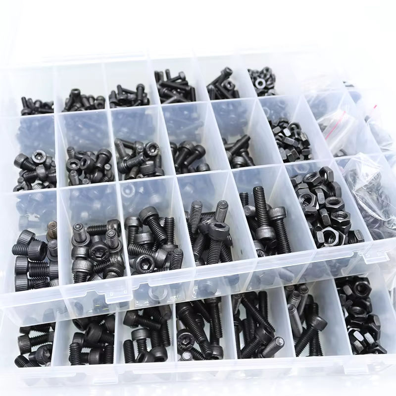 YMAX Schraubenset mit Innensechskantschrauben, Muttern und Unterlegscheiben aus Kohlenstoffstahl Güteklasse 12.9 in Schwarz, M2 bis M6 - Bild 2