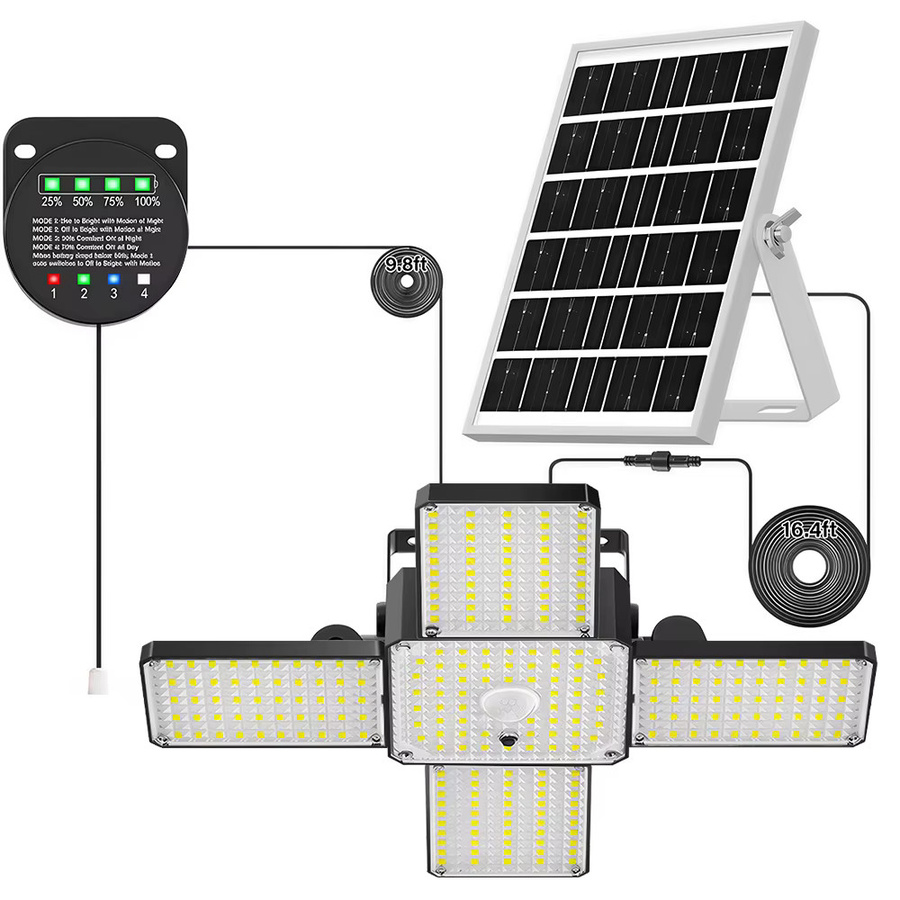 Solar-Pendelleuchte in Schwarz mit Bewegungssensor und Timer, wasserdichte Solar-Schuppenleuchte für Garten, Terrasse und Garage - Bild 5