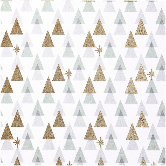 Rico Design Druckstoff mit grafischem Tannenmuster in Weiß-Gold, 140 cm - Bild 1