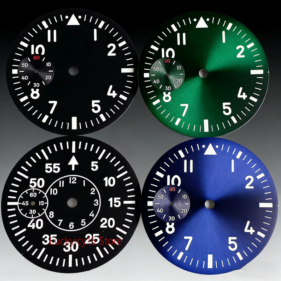 Tandorio Uhrenzifferblatt und Zeiger-Set, Schwarz, Blau, Grün, 37 mm, Unisex - Bild 2