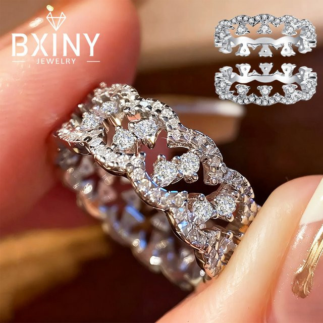 BXINY Ring, 925 Silber, Moissanit, Diamant, Damen - Bild 1
