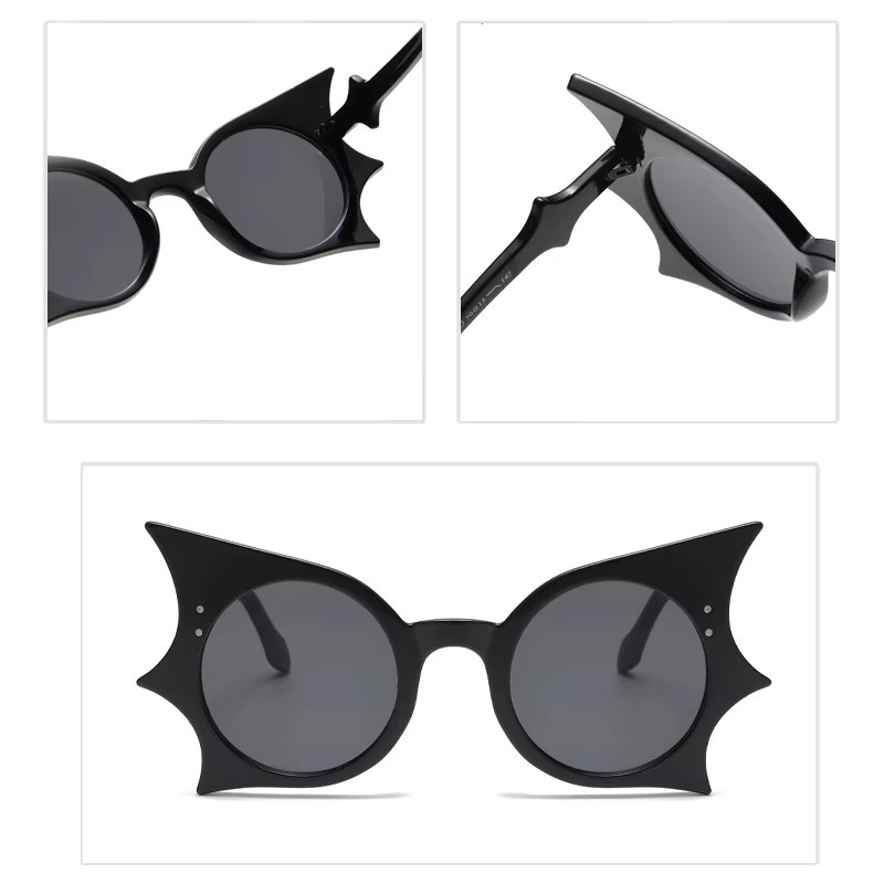 Sonnenbrille Fledermausform, Cat-Eye, Vollrand, Kunststoff, Unisex, Schwarz - Bild 4