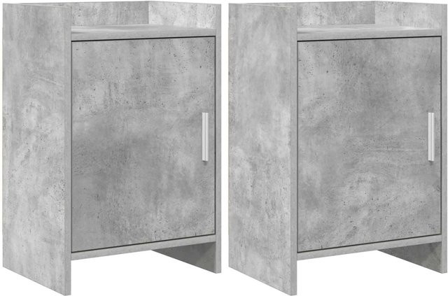vidaXL Nachttische 2er Set Betongrau aus Holzwerkstoff H: 60 cm, B: 40 cm, T: 30 cm - Bild 1