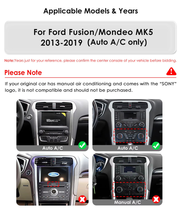 OSSURET Intelligentes Autoradio für Ford Fusion Mondeo MK5 2013–2019 mit 9,7 Zoll Display, Wireless CarPlay, Android Auto, 4G und WiFi in Schwarz - Bild 3