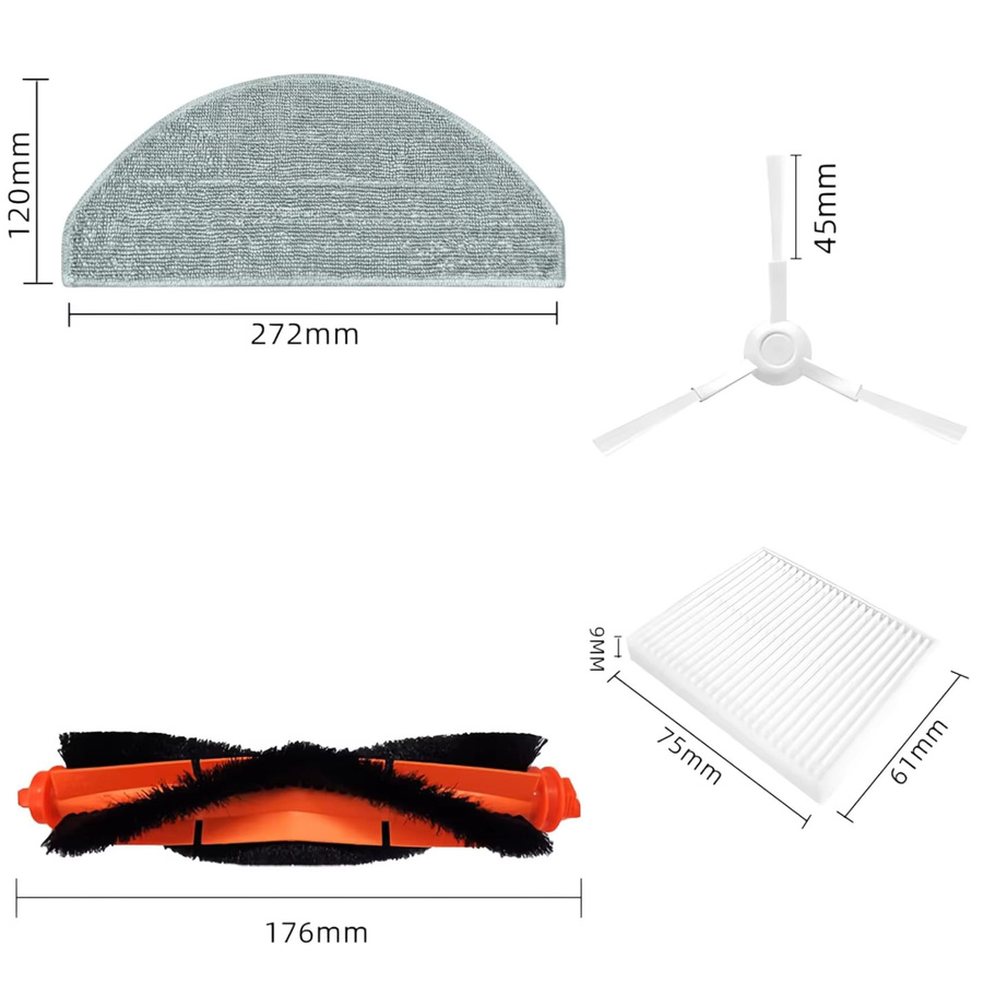 Xiaomi Saugroboter Zubehör Set in Multicolour für S20 E10 E12 B112 C103 D106 mit Hauptbürste, Seitenbürste, Wischtuch und HEPA-Filter - Bild 2