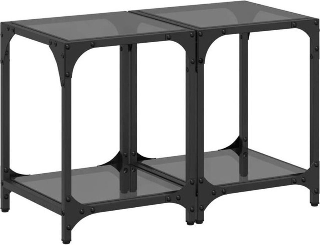 Vidaxl Couchtisch Set 2er Pack im Industrial Design mit Glasplatte und Stahl in Schwarz, B/T/H: 30 x 30 x 40 cm - Bild 1