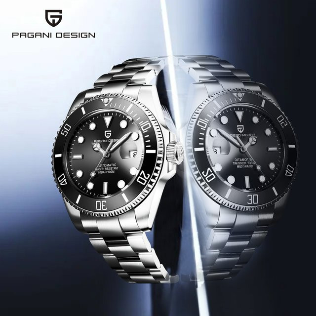 PAGANI DESIGN Armbanduhr Edelstahl, Automatik, Schwarz, Herren - Bild 1