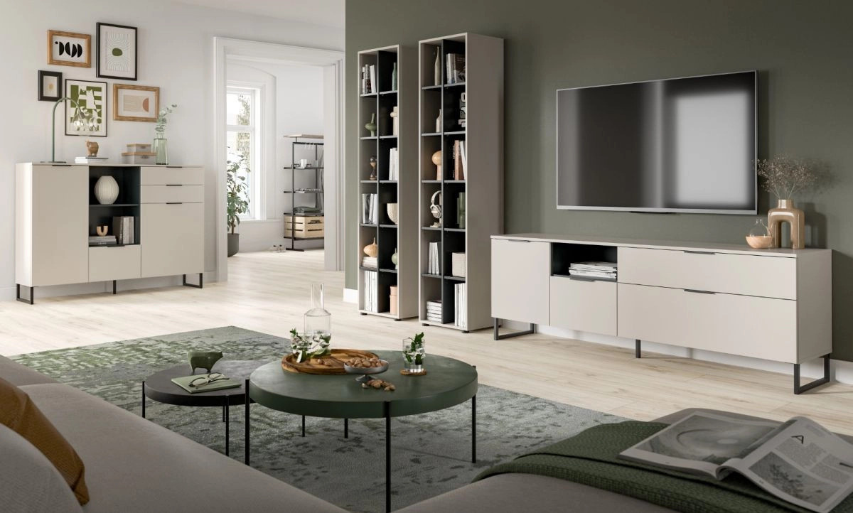 Inn.Furn TV-Lowboard Morena in Beige und Schwarz, B: 185 cm, H: 64 cm, T: 41 cm - Bild 5