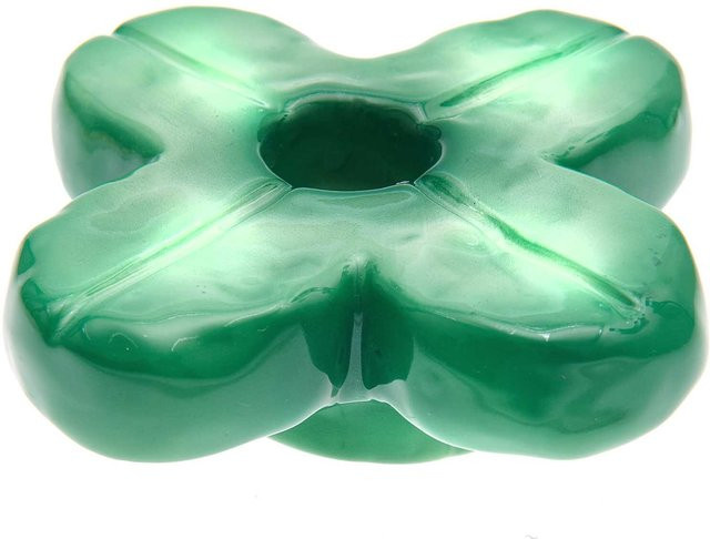 Rico Design Keramik Kerzenhalter Kleeblatt in Grün Ø 8,5 cm, Höhe: 3 cm - Bild 1