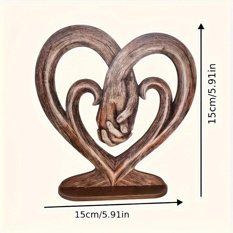 Wandbehang aus Holz mit Herz und haltenden Händen in Braun, B/H: 15 x 15 cm - Bild 2