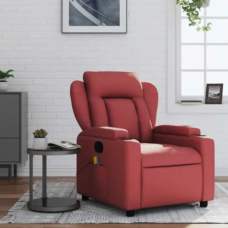 Vidaxl Klappbarer Massagesessel Relaxsessel in Weinrot mit Kunstlederbezug im modernen Design - Bild 1